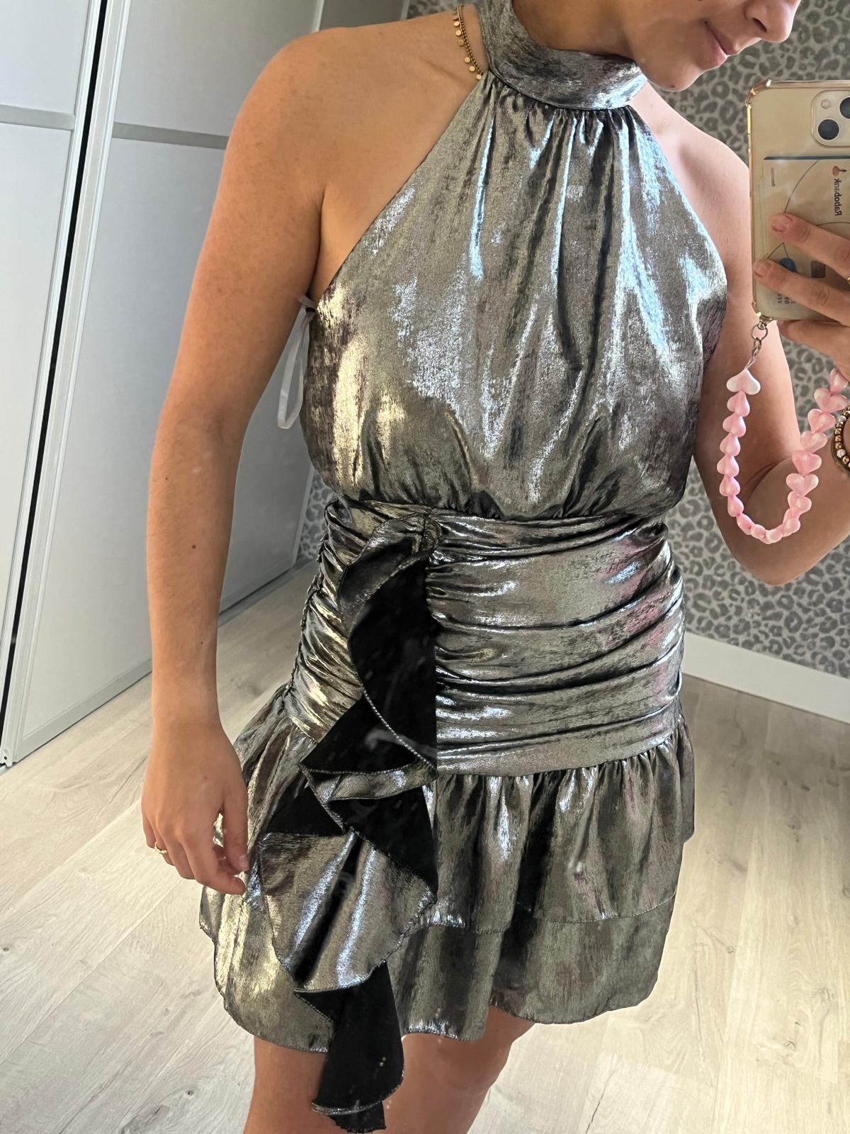 Starry Night Mini Dress - silver, metallic