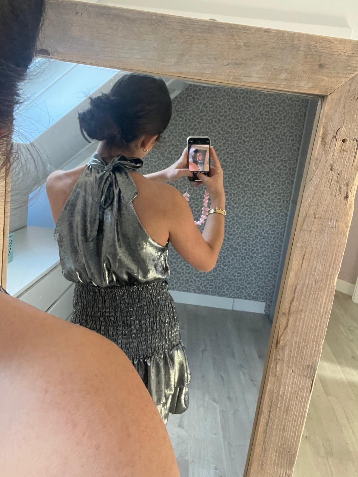 Starry Night Mini Dress - silver, metallic