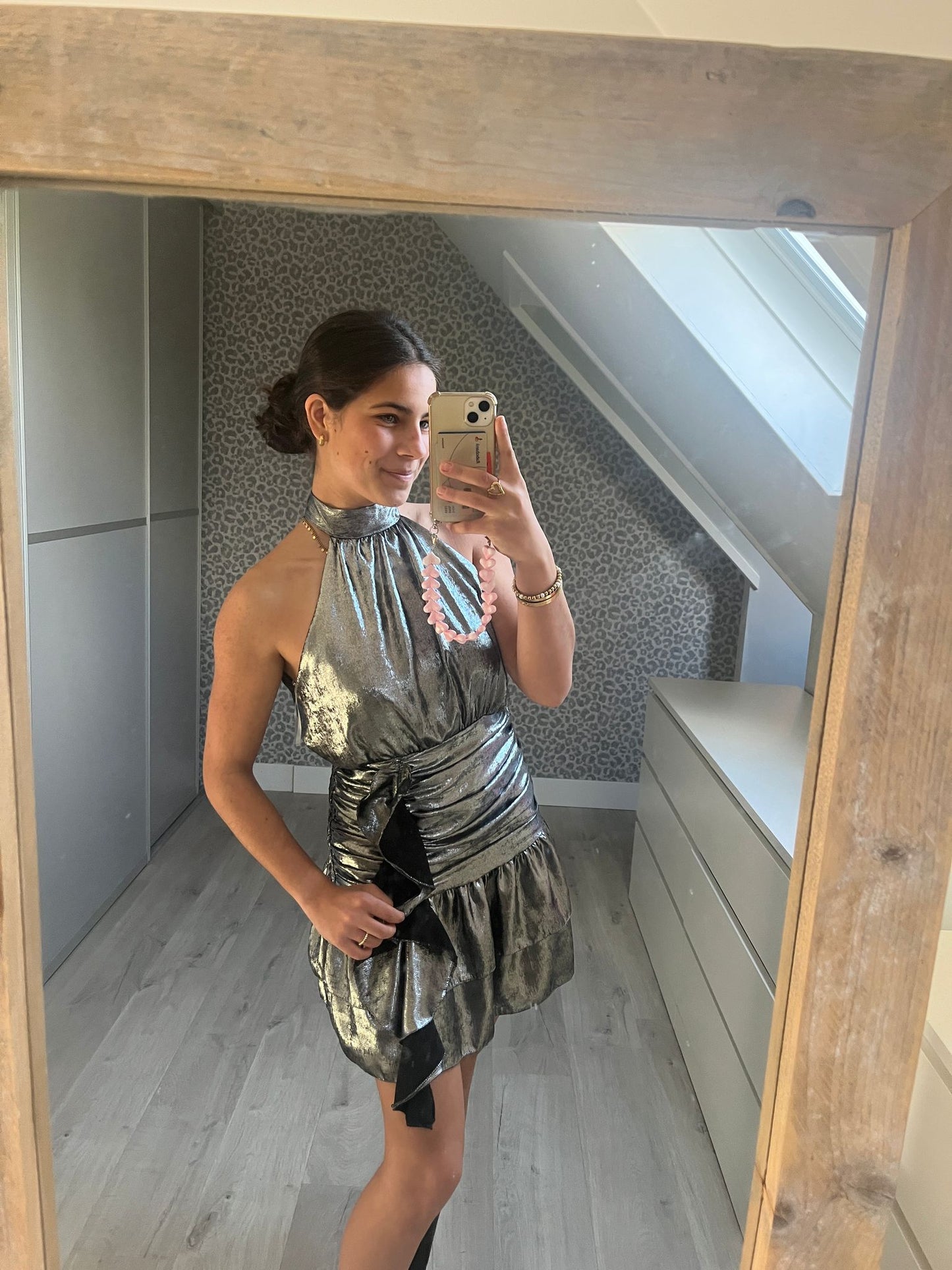 Starry Night Mini Dress - silver, metallic