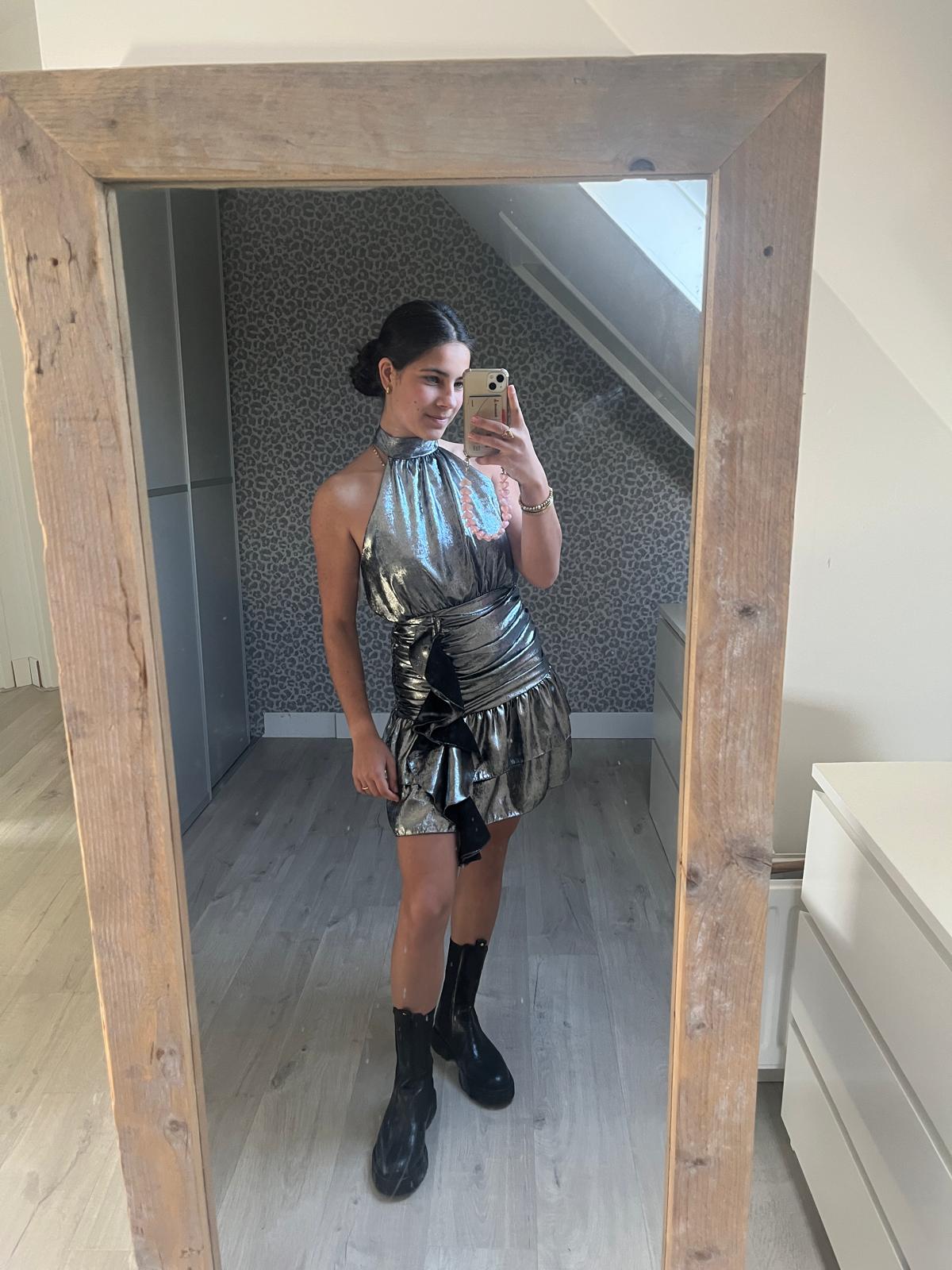 Starry Night Mini Dress - silver, metallic