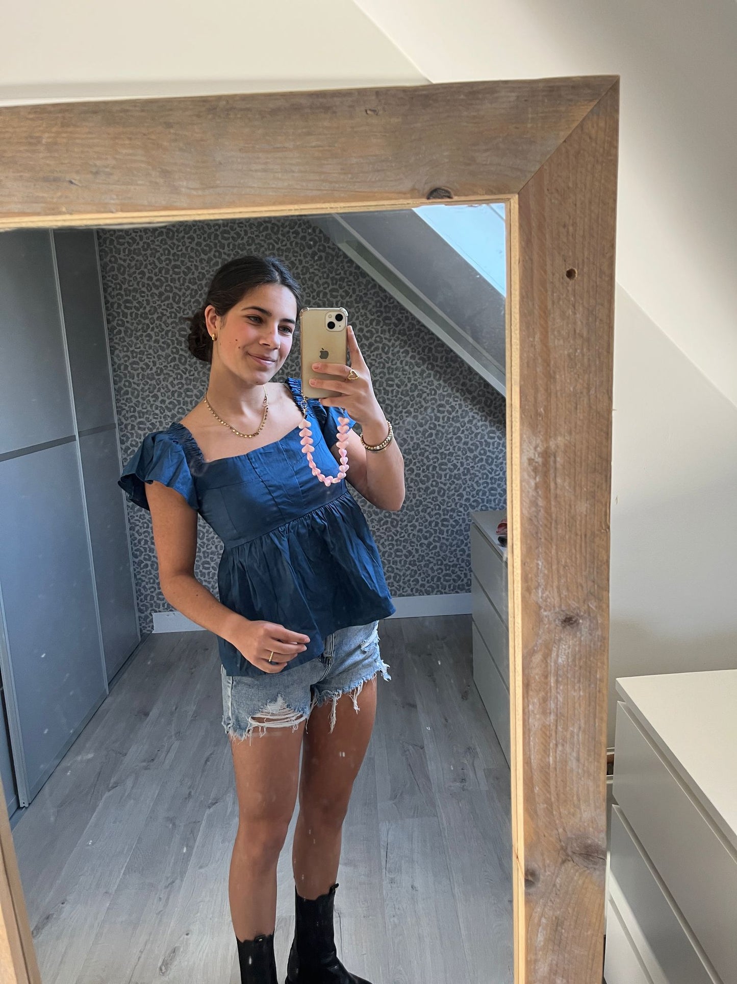 summer Fringe Top - navy & wit