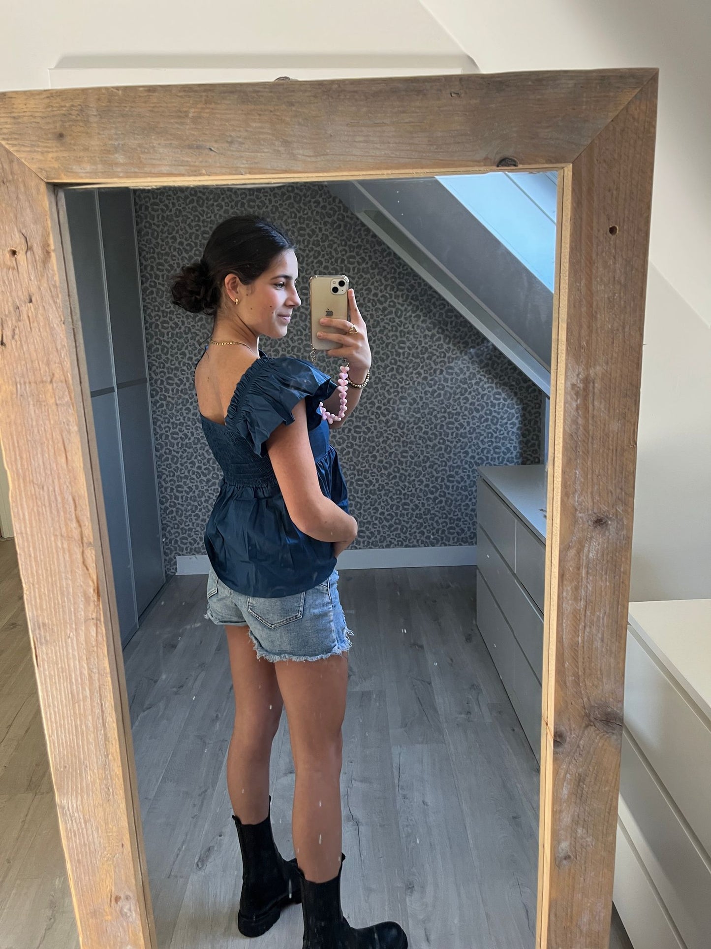 summer Fringe Top - navy & wit