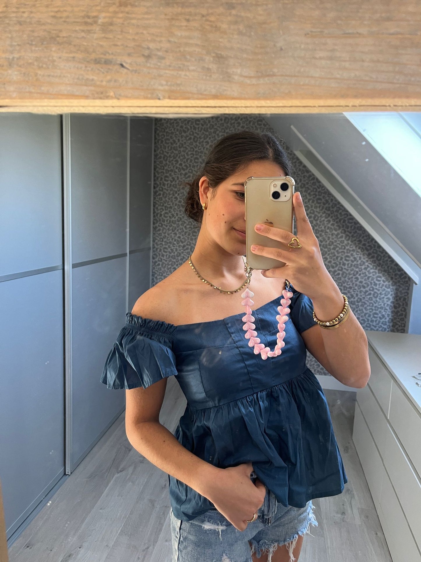summer Fringe Top - navy & wit