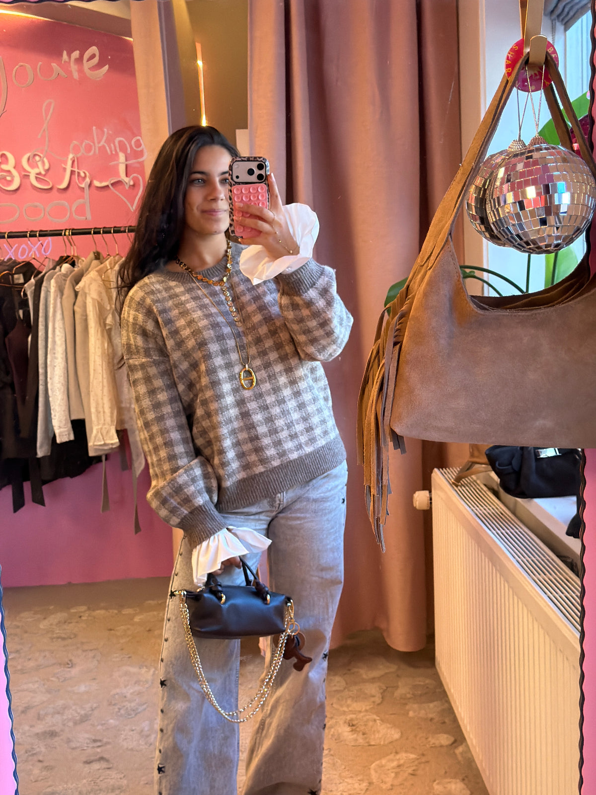 Sweater Liv - Lichte ruiten