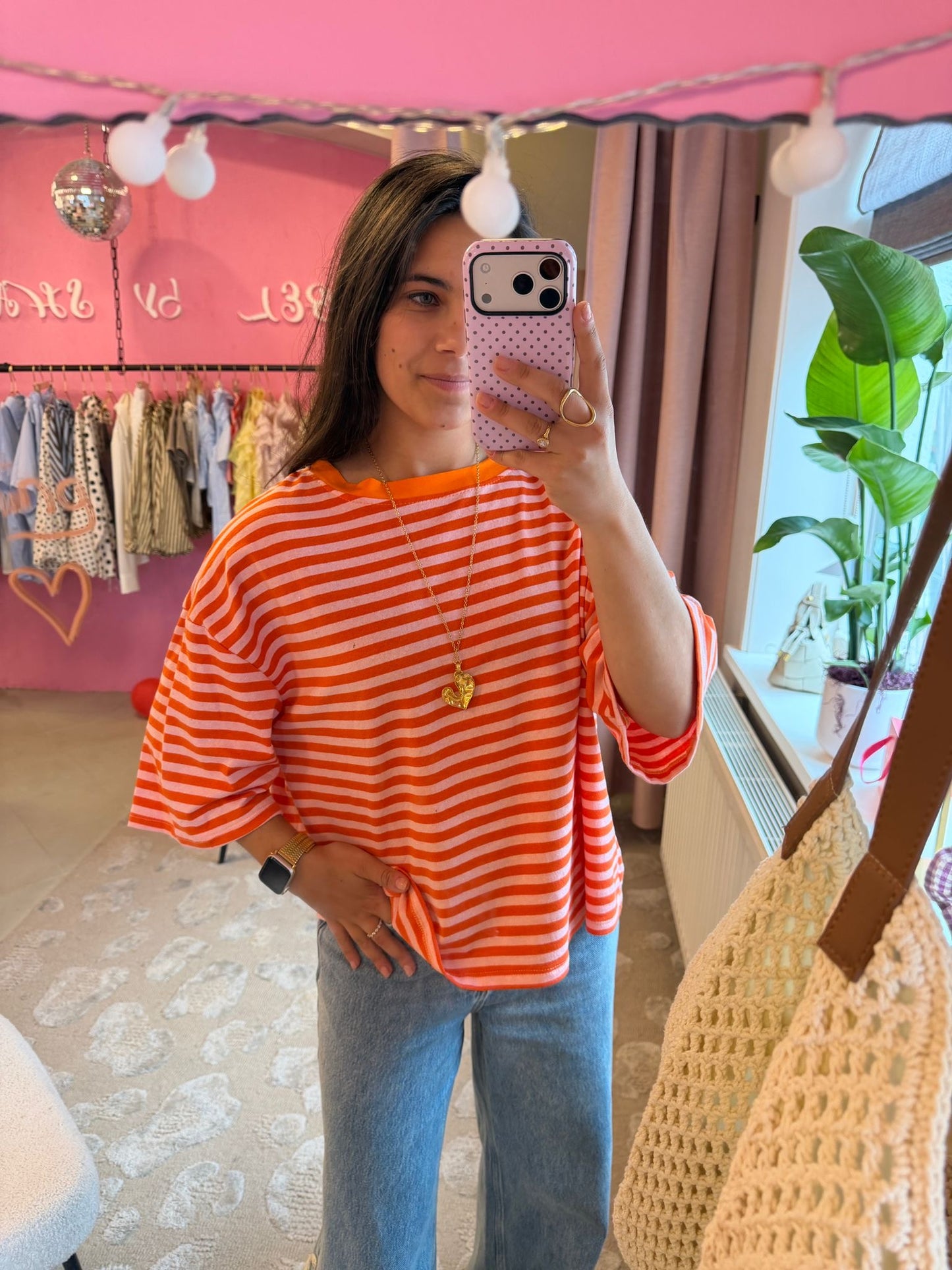 Striped tee - orange