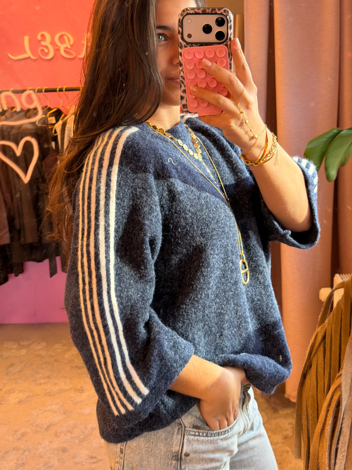 Sporty Knit Wear - navy blue