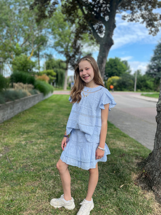 Mykonos broek rokje - baby blauw