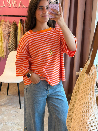 Striped tee - orange