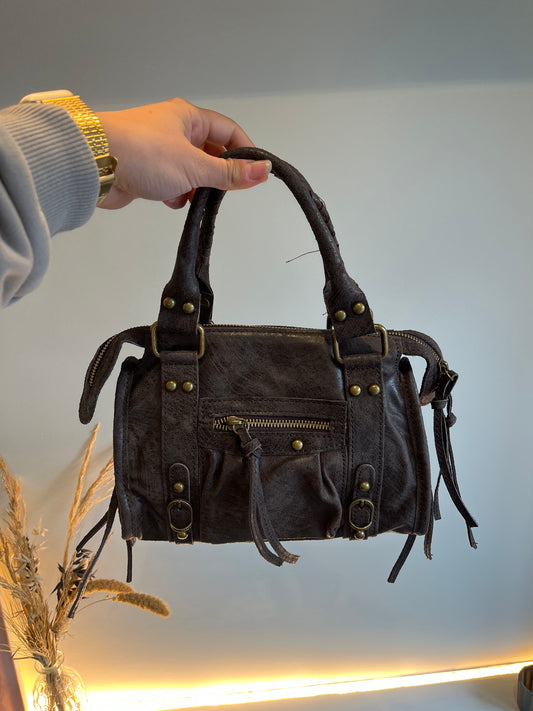 City Bag Small Donker Echt Leer - bruin