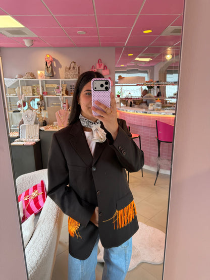 Vintage bruine blazer - orange franjes