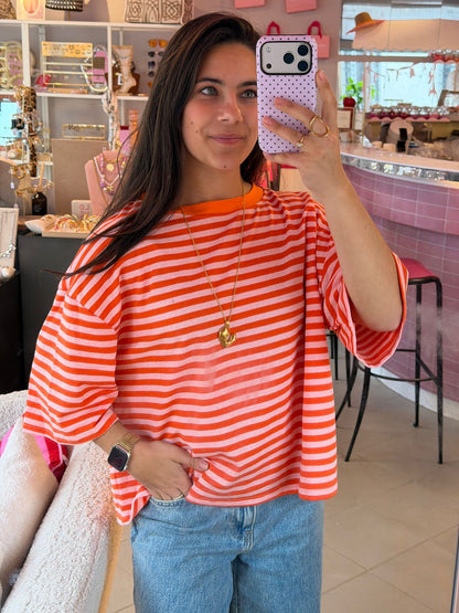 Striped tee - orange
