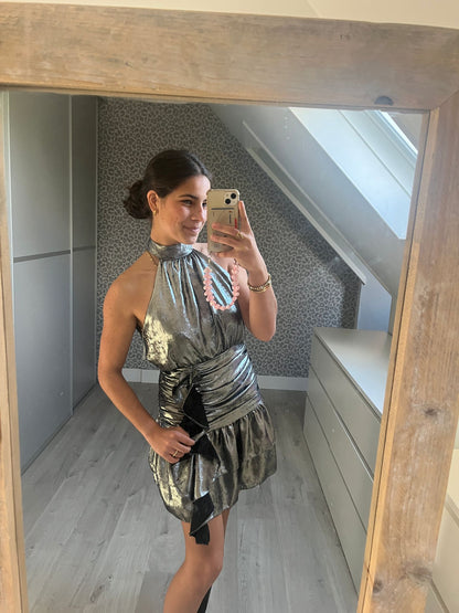 Starry Night Mini Dress - silver, metallic