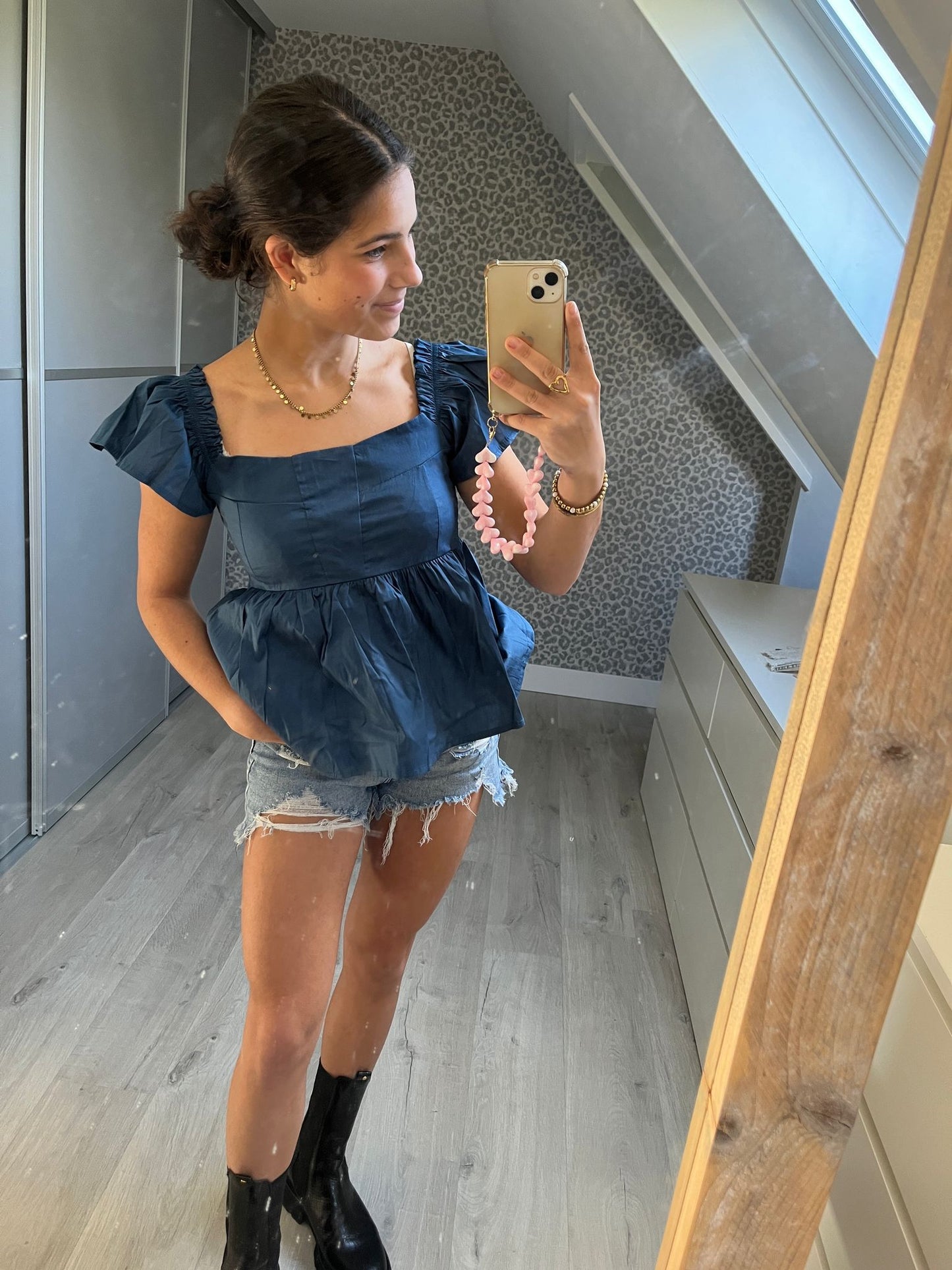 summer Fringe Top - navy & wit