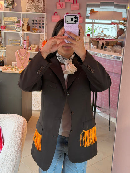 Vintage bruine blazer - orange franjes