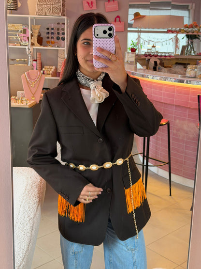 Vintage bruine blazer - orange franjes