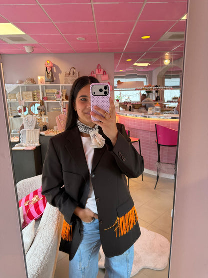 Vintage bruine blazer - orange franjes