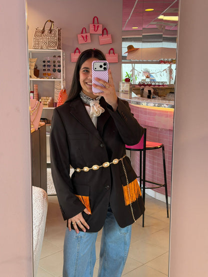 Vintage bruine blazer - orange franjes