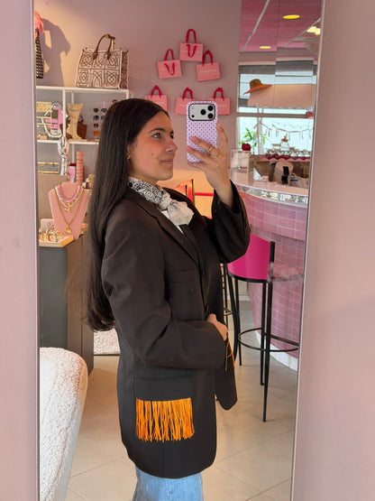 Vintage bruine blazer - orange franjes