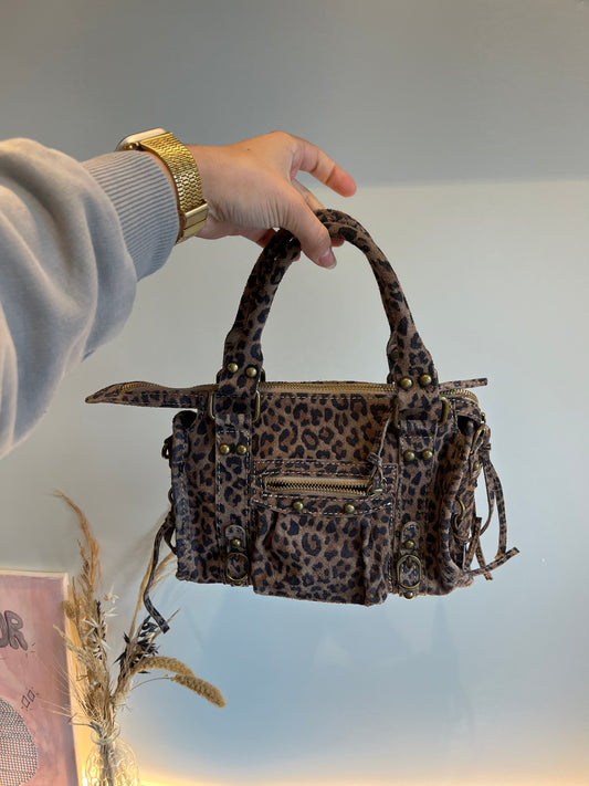 City Bag Small Echt Leer - Panter