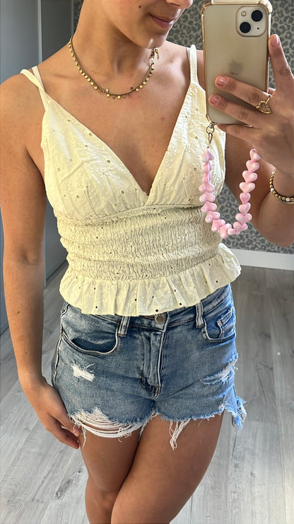 lace top - butter yellow