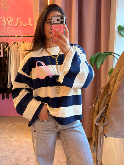 Longsleeve Yara - butter yellow + navy blauw